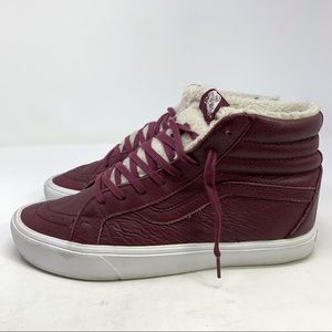 Vans Unisex SK8 High Top Burgundy Leather Shoes